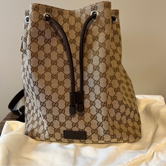 Sold Authentic Gucci Monogram Drawstring Backpack - Picture 3 of 10